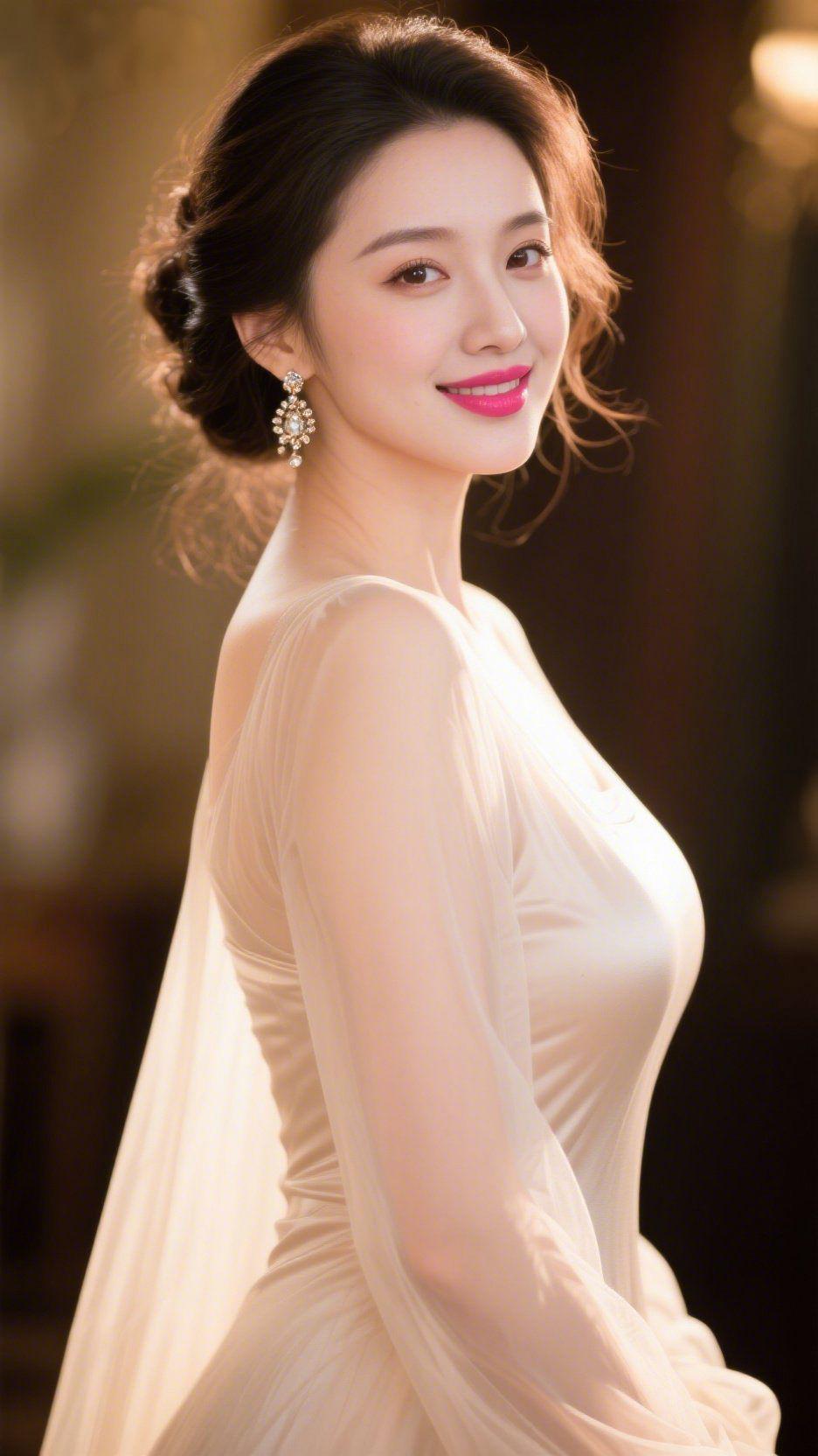 柔纱栖暖，光裹轻柔
 
暖光漫过纱裙，米白衣料浸着温阳的软，轻笼出舒展的平和。发