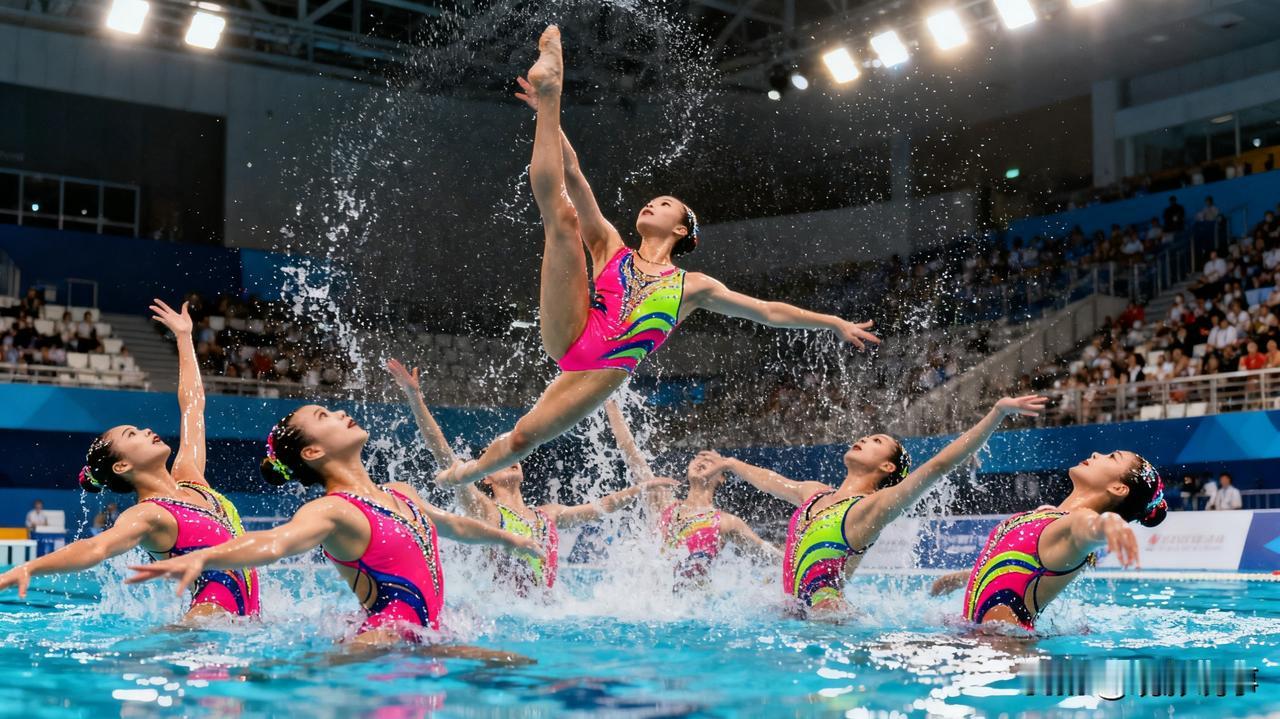在第十五届全运会花样游泳决赛中，运动员们为我们带来了令人叹为观止的“水上芭蕾”表
