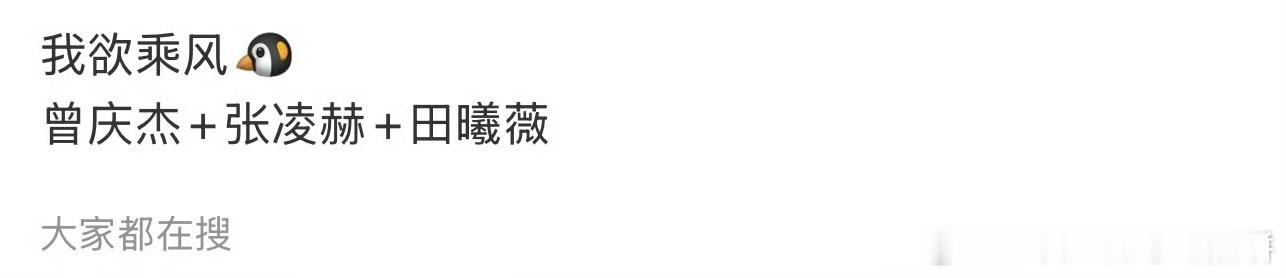 我欲乘风，传到了曾庆杰+张凌赫+田曦薇 