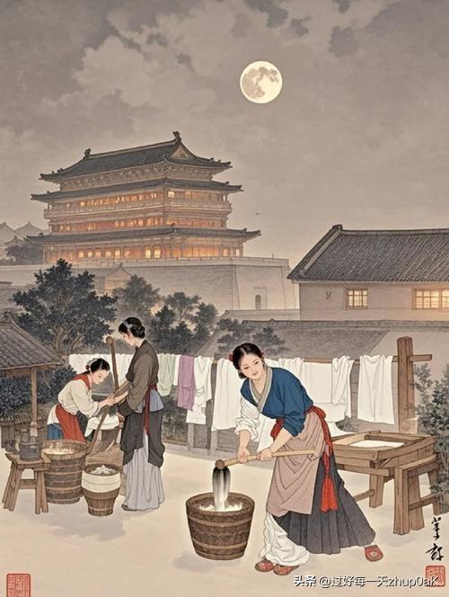 《秋夜寄皇甫冉郑丰》
——唐.刘方平
洛阳清夜白云归，
城里长河列宿稀。
秋后见