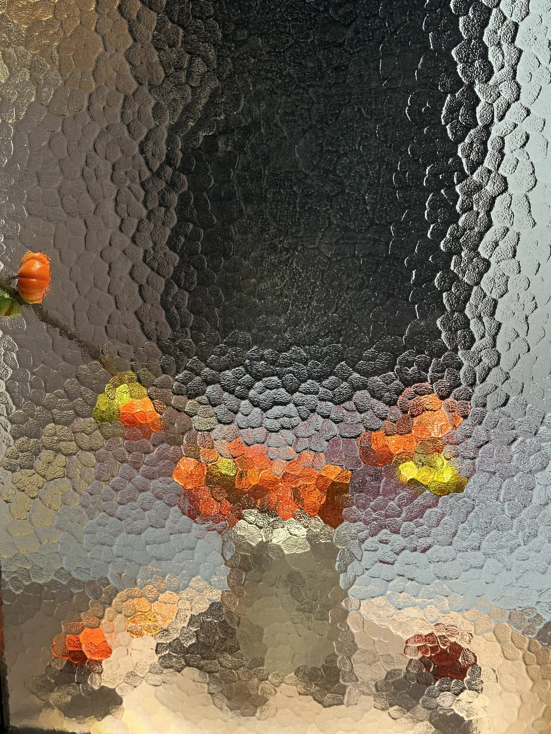 水波纹玻璃的隔断 从背面看简直太像油画了 