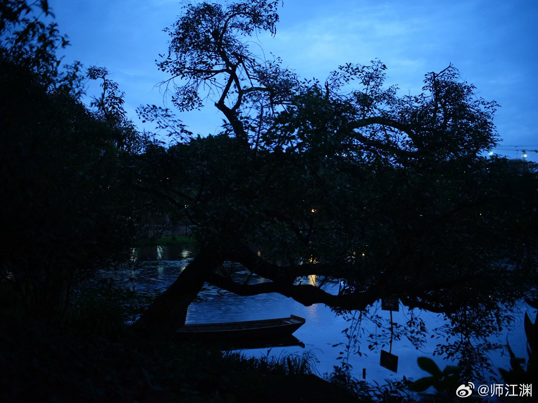 这个唯美的蓝调夜色，拍摄于广州黄埔水西雨夜雨夜蓝调 富士GFX50S 腾龙45 