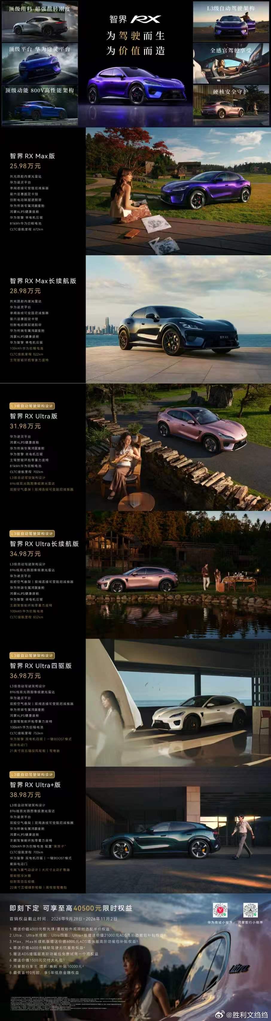 智界RX正式上市售价25.98万起 智界RX正式上市，售价25.98万-38.9