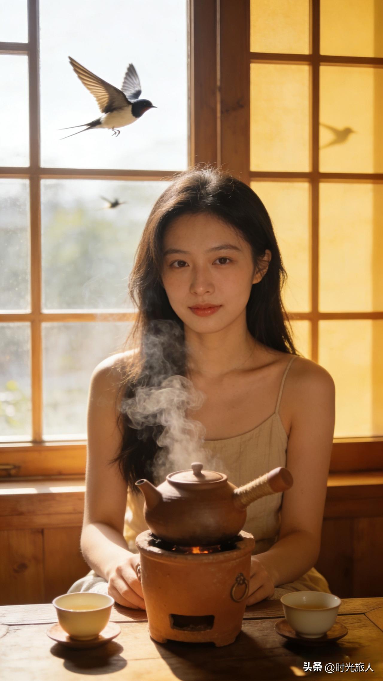 最近日子有点匆忙，特意给自己留了个慢下来的午后。
坐在窗前，一壶热茶，看燕子低空