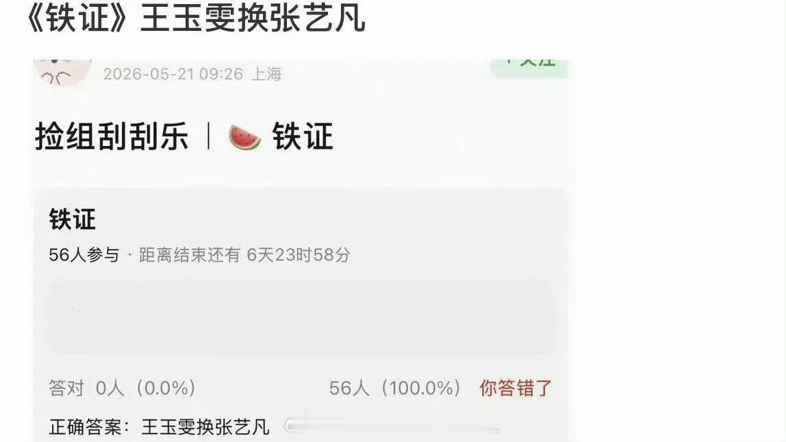曝铁证王玉雯换张艺凡俩女演员都很好，张艺凡已经和五百导演二搭了，以官宣为准哦 