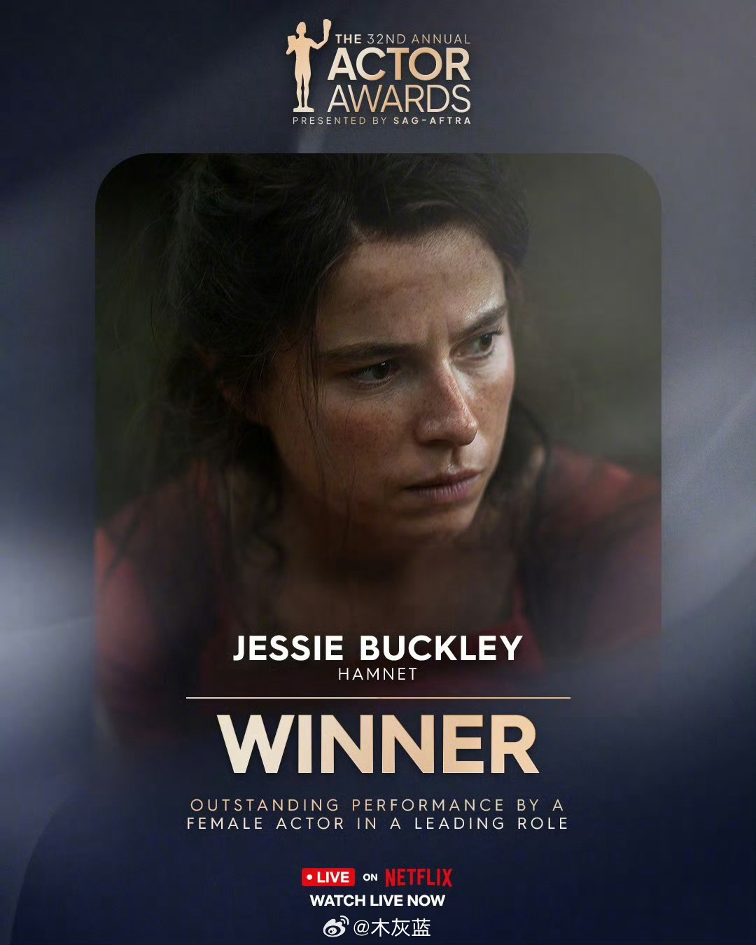 最佳女主角：杰西·巴克利「哈姆奈特」奥斯卡影后，我们来了！演员奖获奖名单