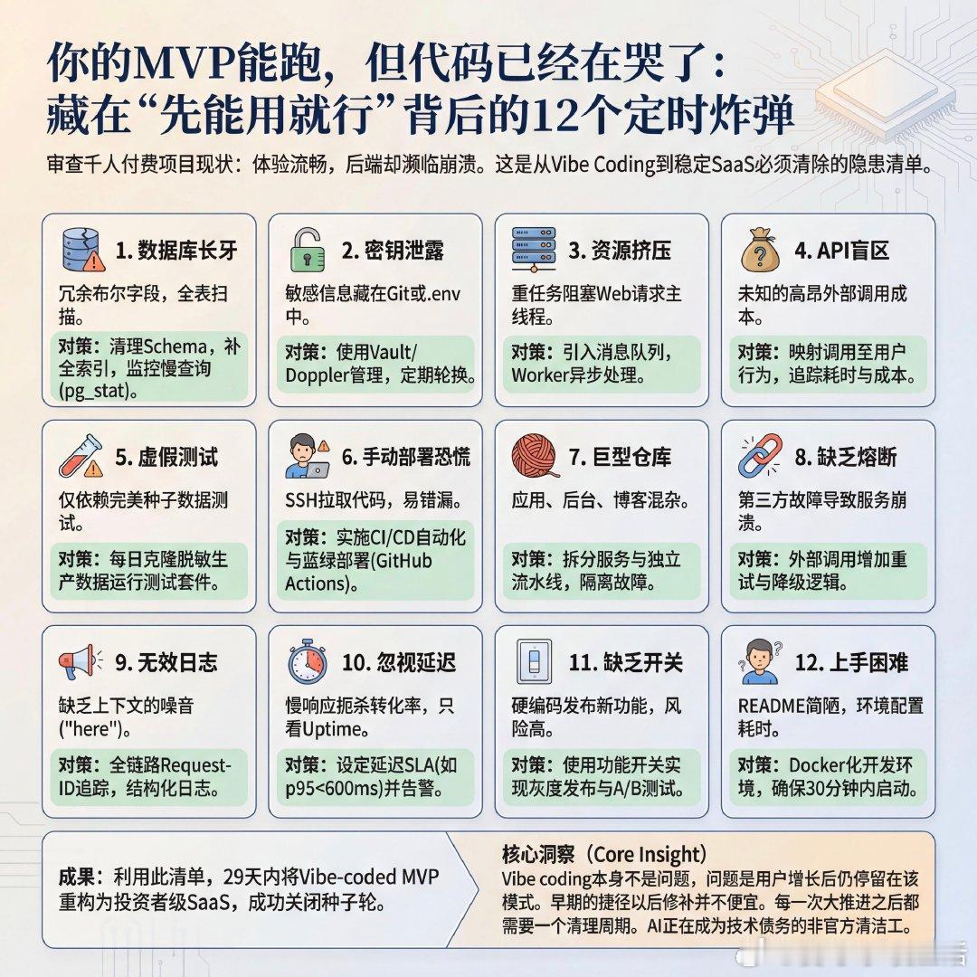 你的MVP能跑，但代码已经在哭了最近审查了一个刚突破1000付费用户的创业项目代