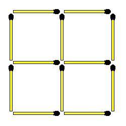 去掉 2 根火柴，剩下 2 个正方形。