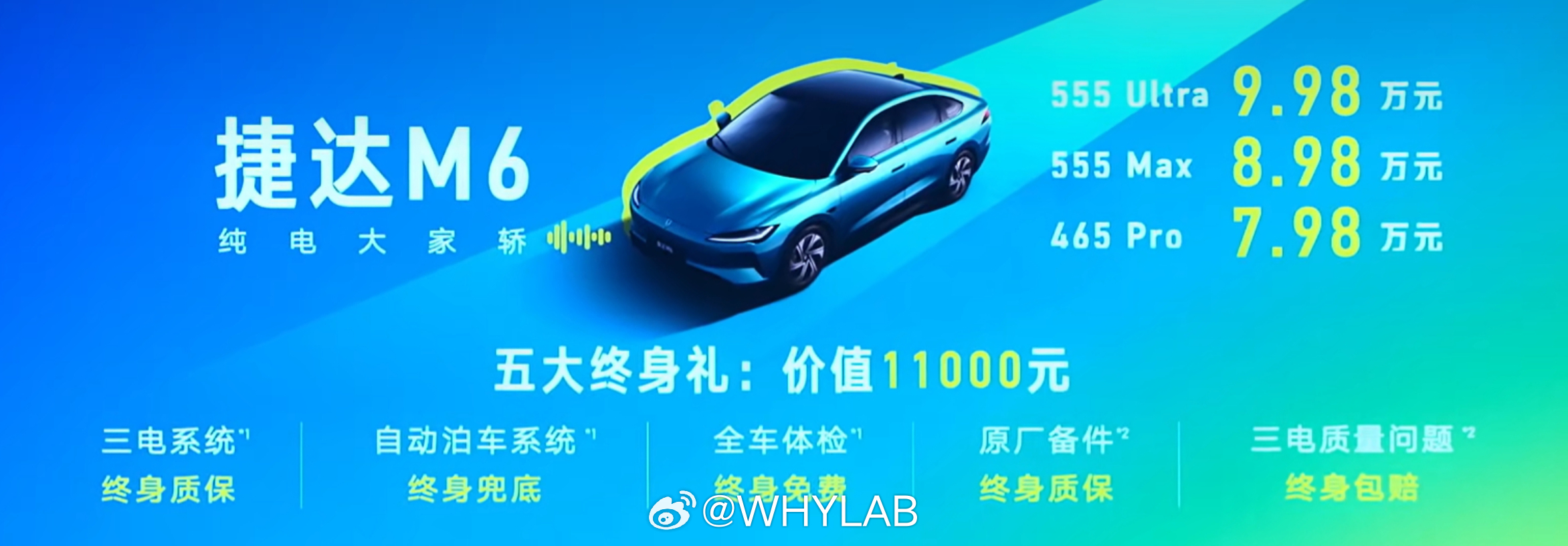 这次捷达 M6 的售后政策力度也挺大，三电系统终身质保、全车体检终身免费、三电质