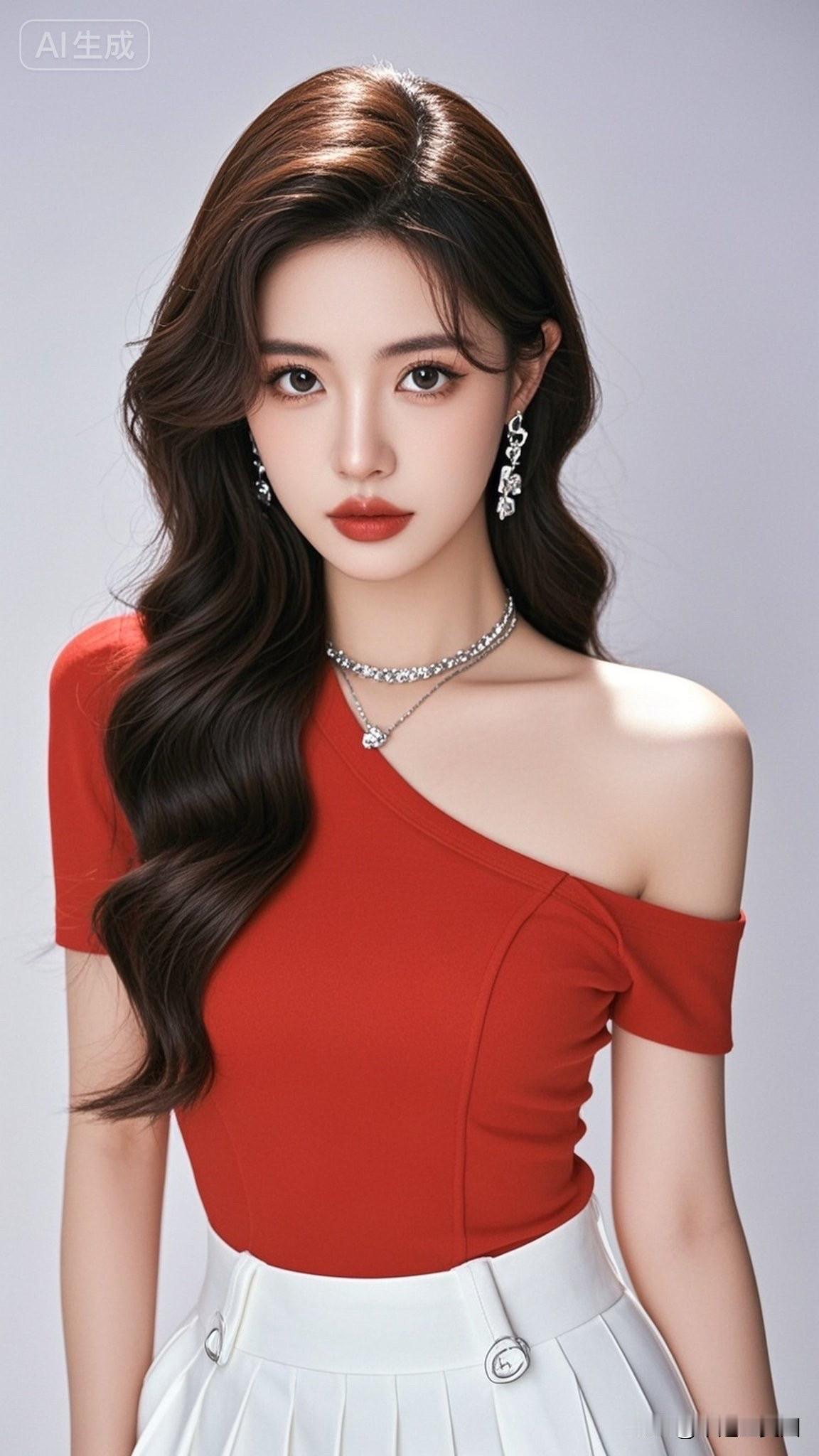 优雅红衣少女，甜美与时尚的完美结合💄✨