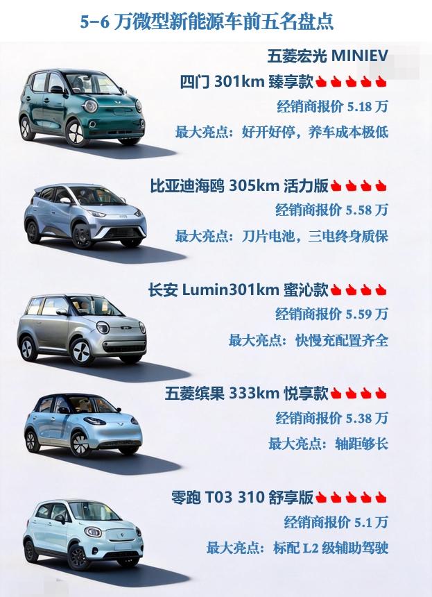 5-6万新能源车销量前五实测盘点！闭眼抄作业不踩坑！
作为常年帮身边人选代步车的