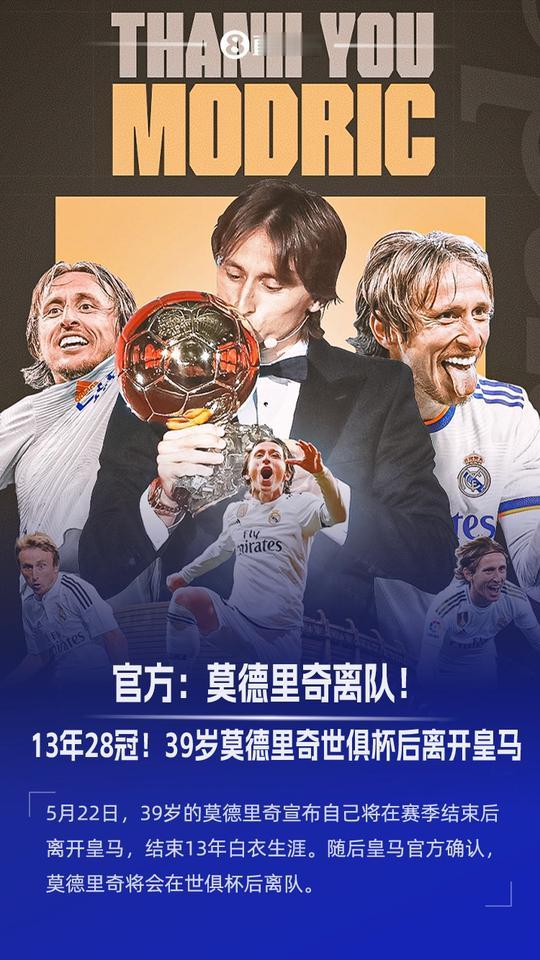 结束13年皇马生涯！39岁莫德里奇宣布将在本赛季结束后离开皇马