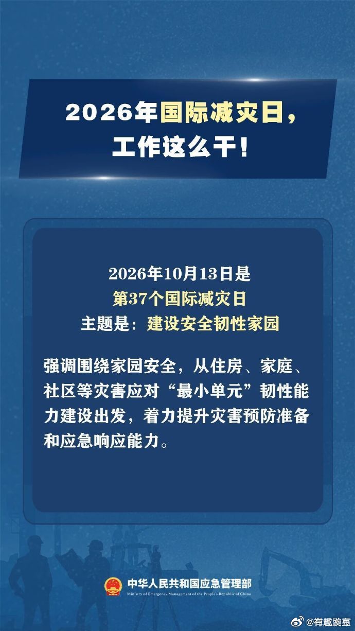 陇原安全365  今天是第 37 个国际减灾日，今年主题为 “建设安全韧性家园”
