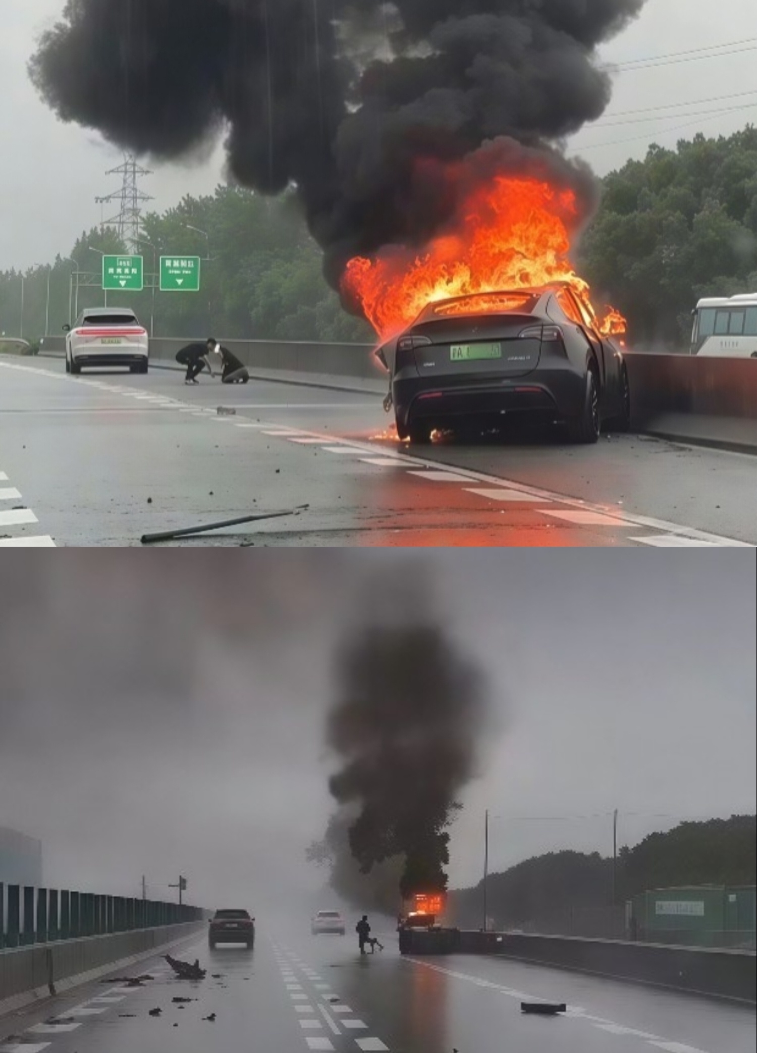 理想车主将起火特斯拉司机救出理想车主上大分了，救人一命胜造七级浮屠 
