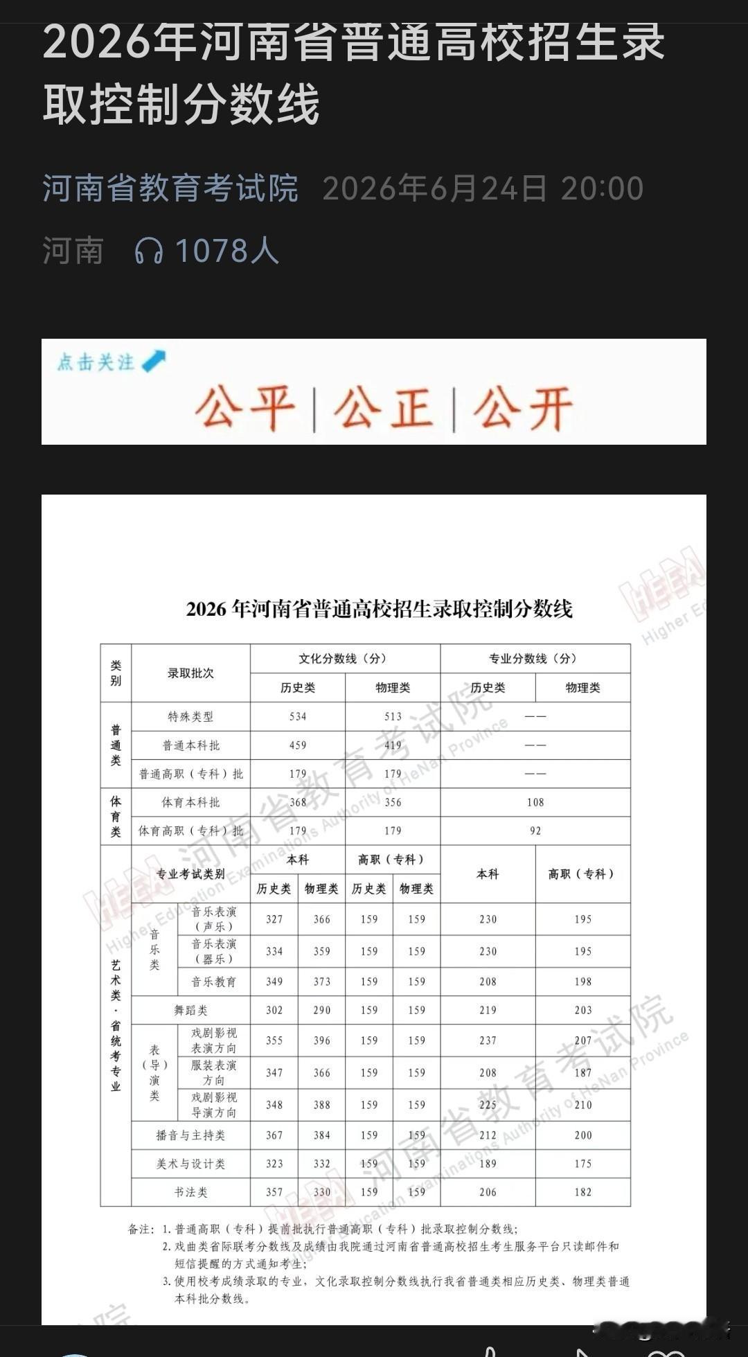 2026年河南省高考分数线已公布。