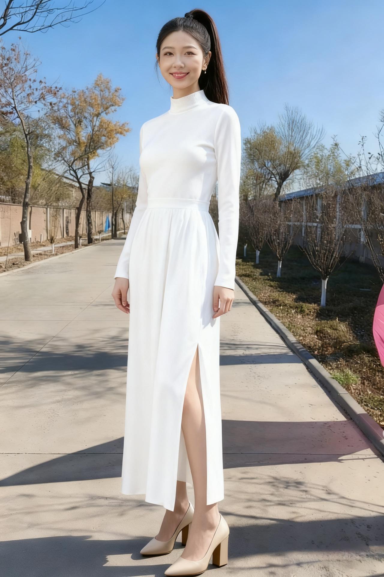 她是时间的一个完美切片
被阳光固定在长街的画框里
白裙是未被沾染的原初
风是永恒