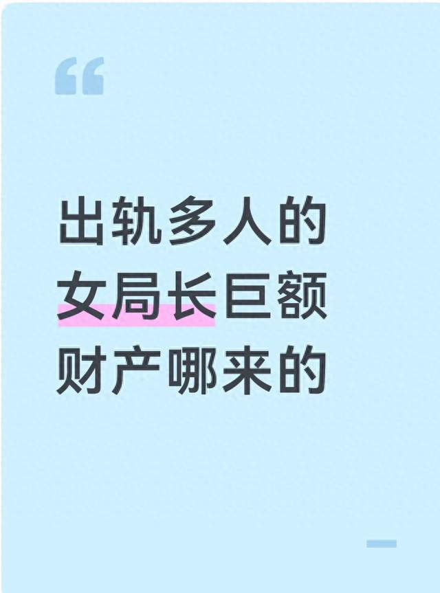 出轨多人的女局长巨额财产哪来的