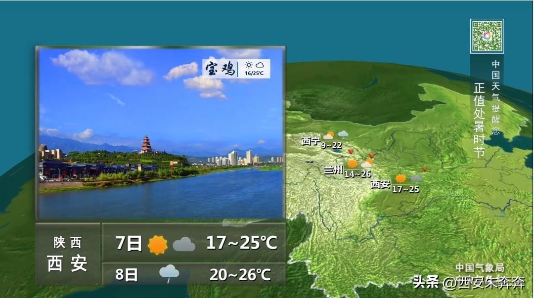 昨晚央视天气预报，说9月7日西安的气温17度到25度。9月初连续四五天降雨，西安