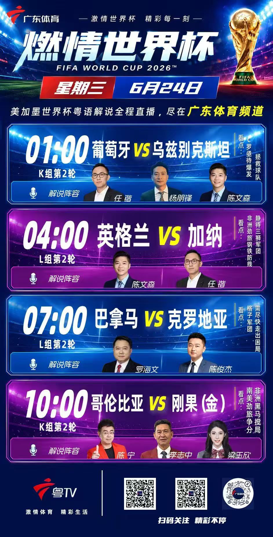 葡萄牙vs乌兹别克斯坦英格兰vs加纳 小组赛第二轮进入尾声，凌晨搭档杨指导以及文