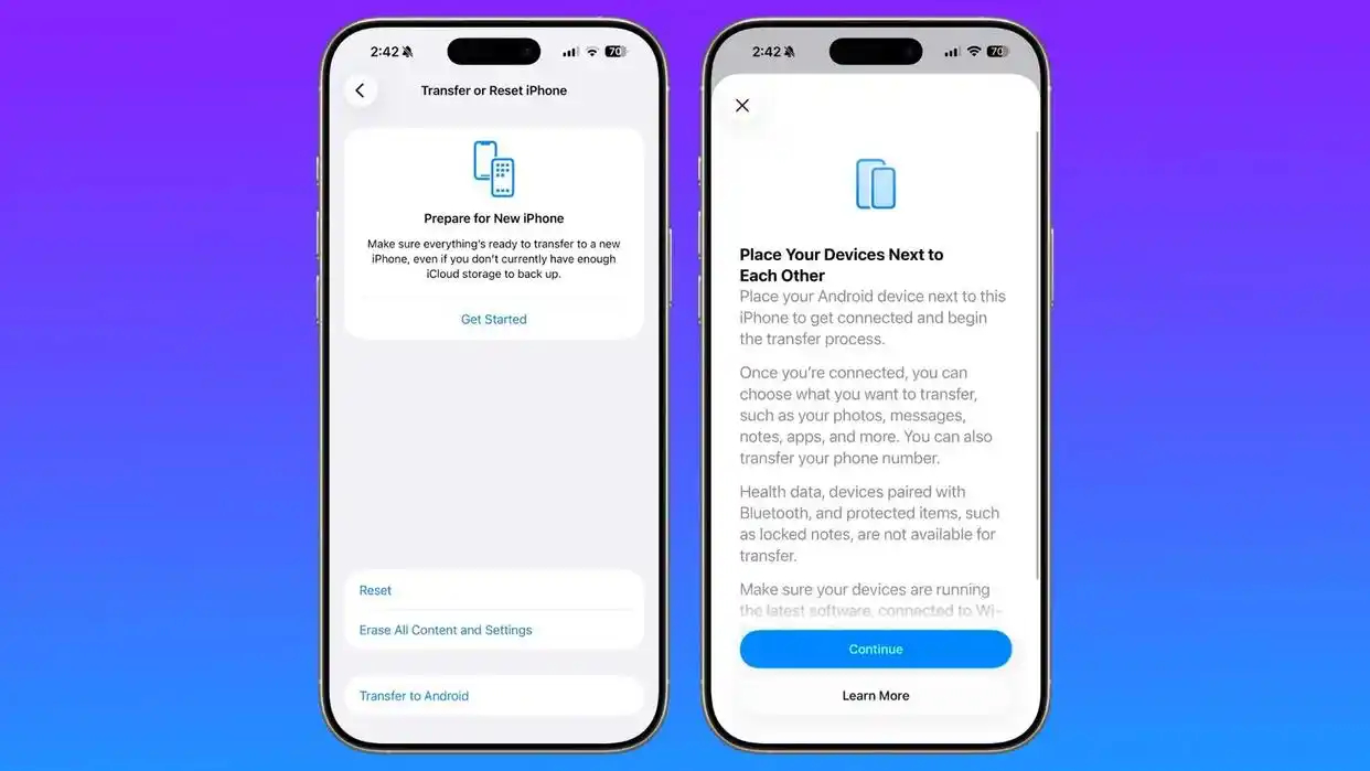 iPhone安卓无缝换机iOS 26.3正式版中，首次推出原生「传输至安卓」功能