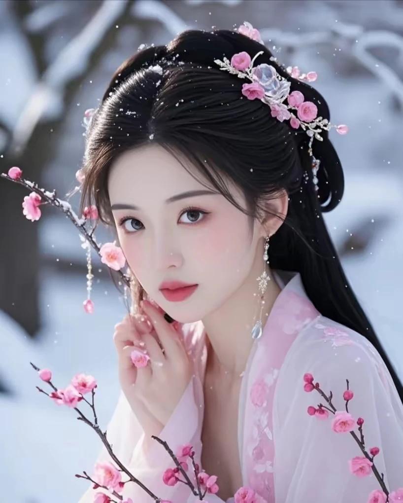 上联：梅雪相逢喜心间
下联：莺花相伴乐无边