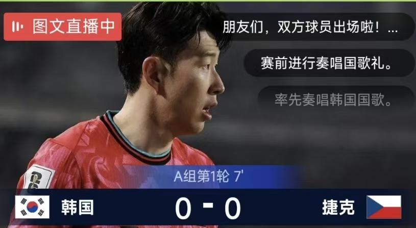 世界杯韩国队对捷克队的比赛正在进行，看着穿着红衣服的韩国队员在世界杯舞台上纵横驰