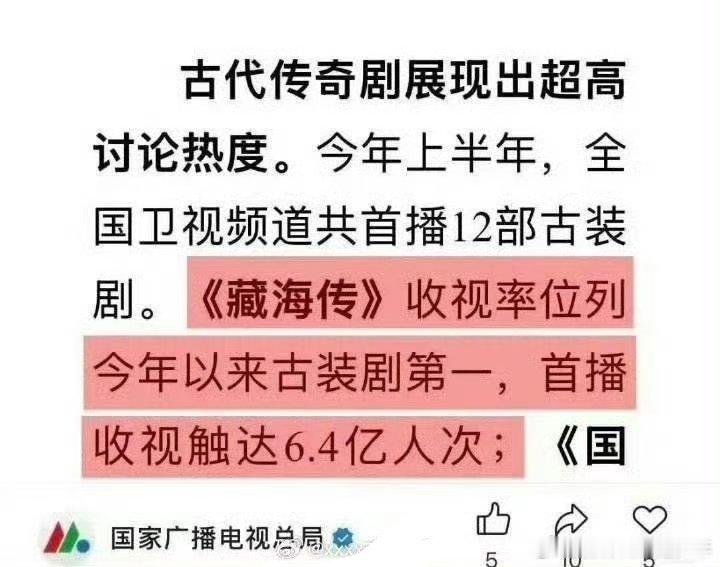 藏海传首播收视6.4亿人次人次和户次都分不清楚《藏海传》CCTV8首播时全国收视