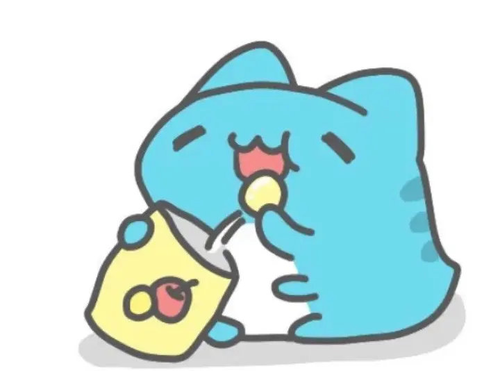 狗狗又带彩虹零食回来啦！蓝色小猫咪抱着零食罐狂炫，结果把罐子都摇翻了～写作业时偷