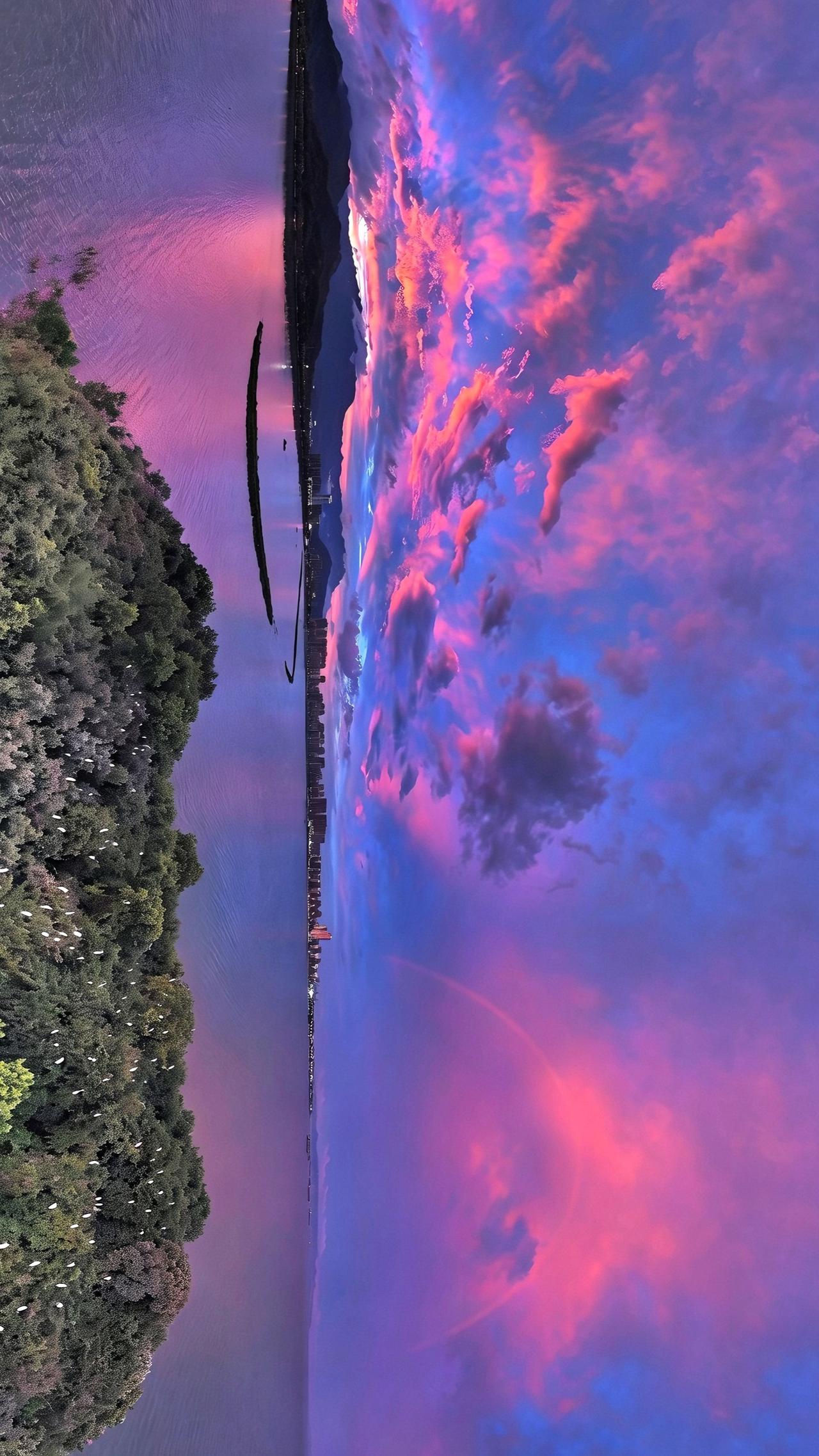 庐山 鄱阳湖 晚霞 彩虹