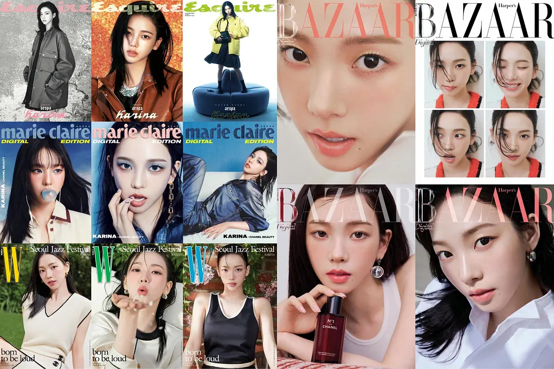 aespa成员柳智敏、Giselle、金玟庭、宁艺卓四人上半年杂志封面战绩 吒刊