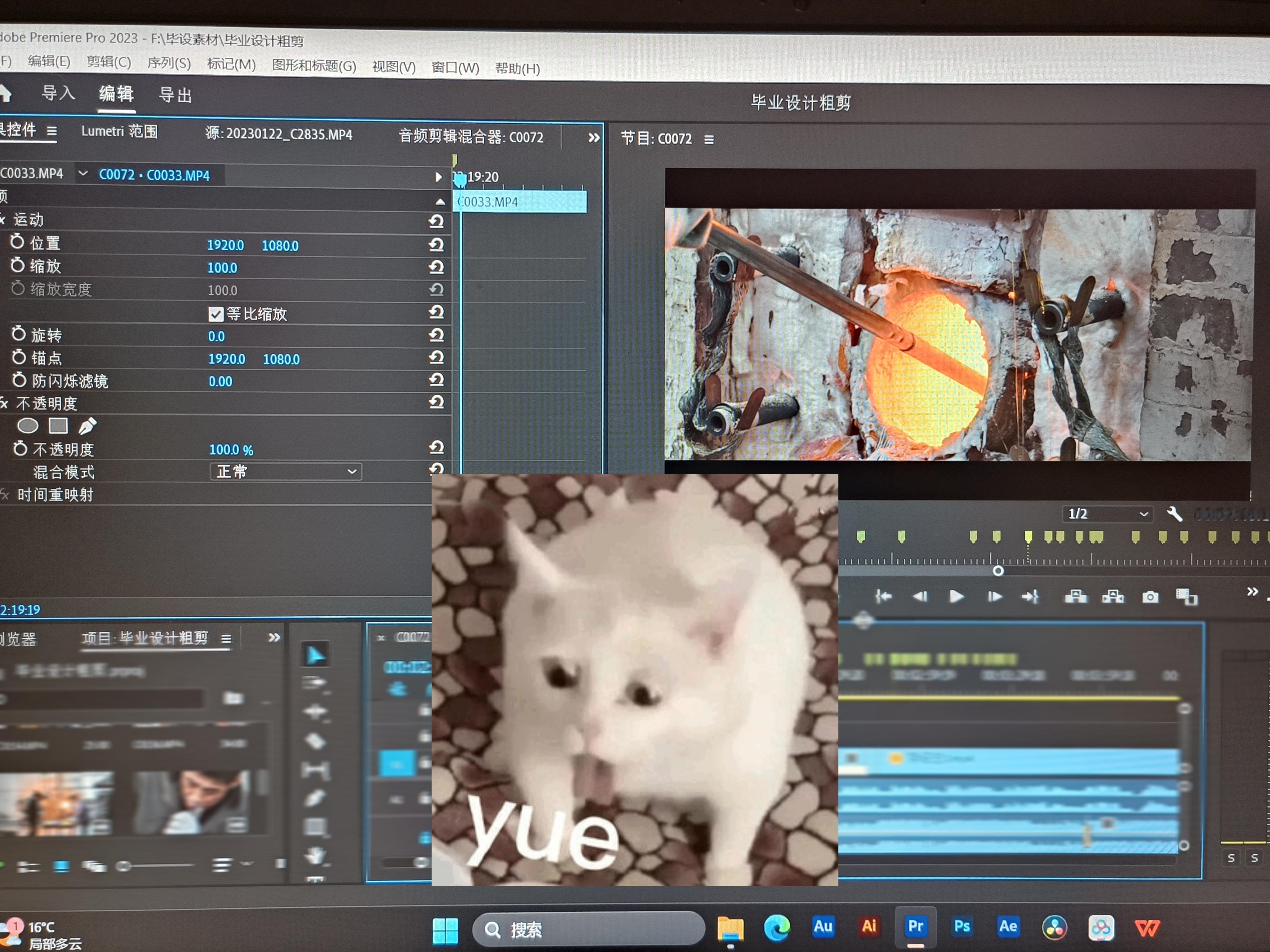 剪毕设真的剪到yue15号就要交稿我当时到底为什么会选纪录片。。。 ​​​