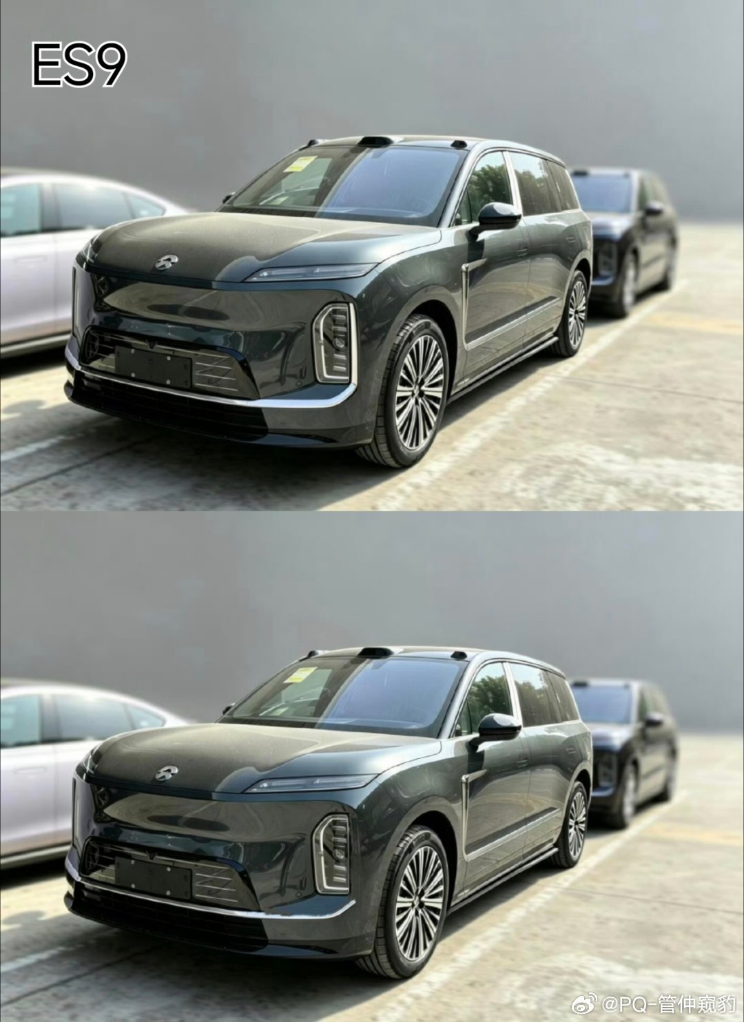 个人以为黑色蔚来ES9前脸这个硕大的电镀条有些抢睛把灯旁边那一条去掉+变细可能和