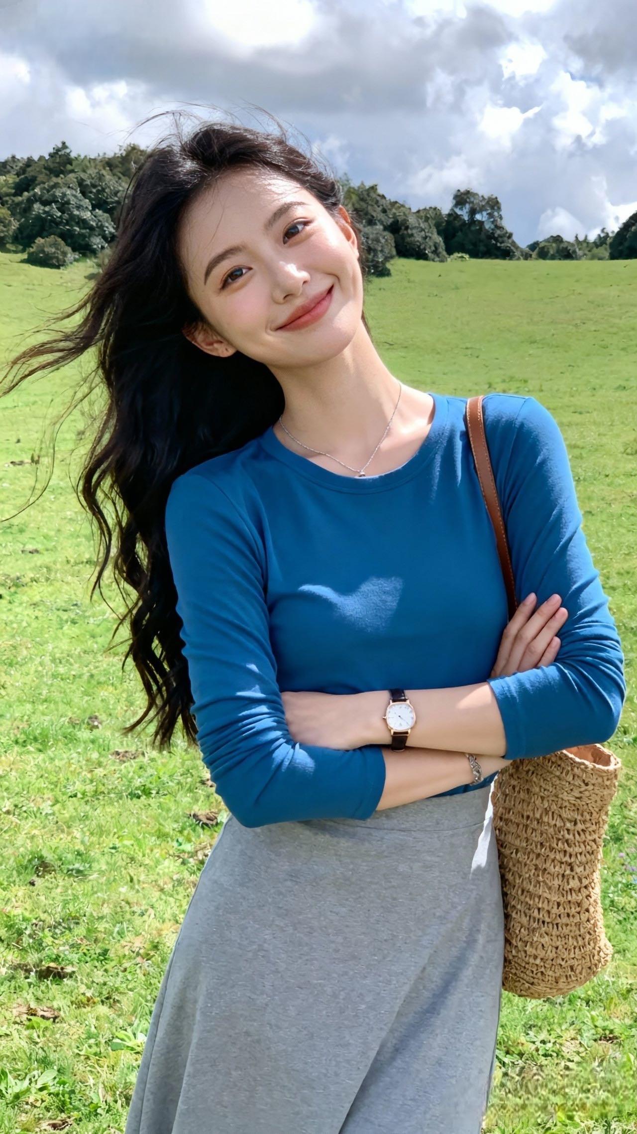 谁懂啊！今天是被草地追着夸的“克莱因蓝甜妹”💙

咱就是说，这抹蓝往身上一穿，