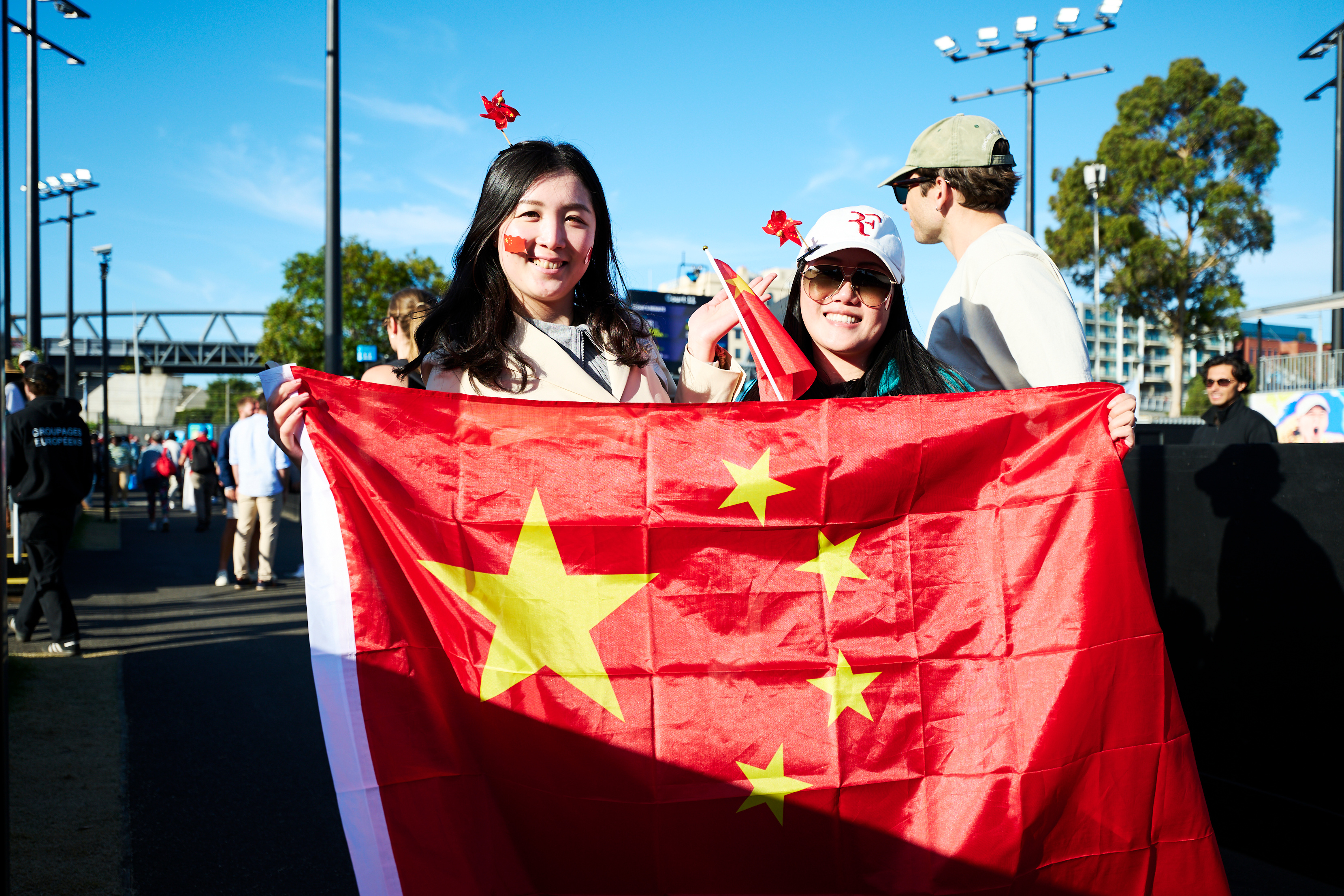 澳网遇见可爱的中国球迷！摄影：记者 李建艺网球