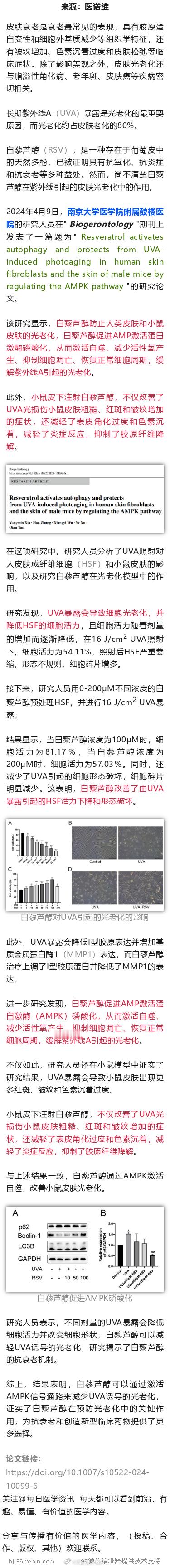 南京大学新研究，葡萄中的天然成分，可防止皮肤光老化，改善粗糙、皱纹症状2024年
