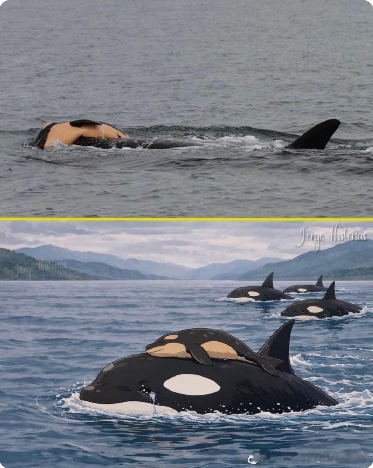 2018年，南方定居虎鲸“塔勒夸”（J35）在其幼鲸夭折后，连续17天背负幼鲸尸