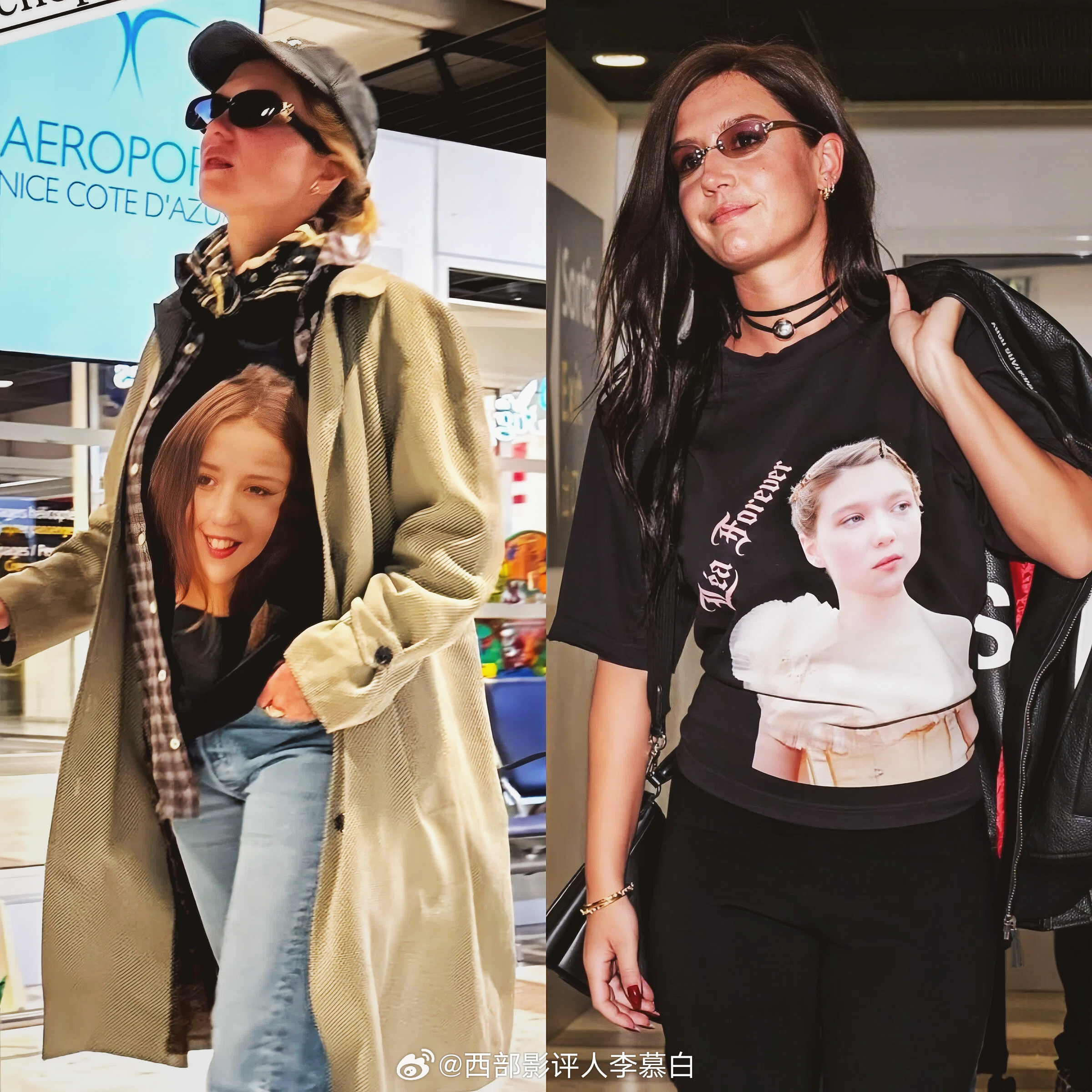戛纳电影节 蕾雅·赛杜和阿黛尔·艾克萨勒霍布洛斯均被目击在抵达戛纳时，互相穿着印