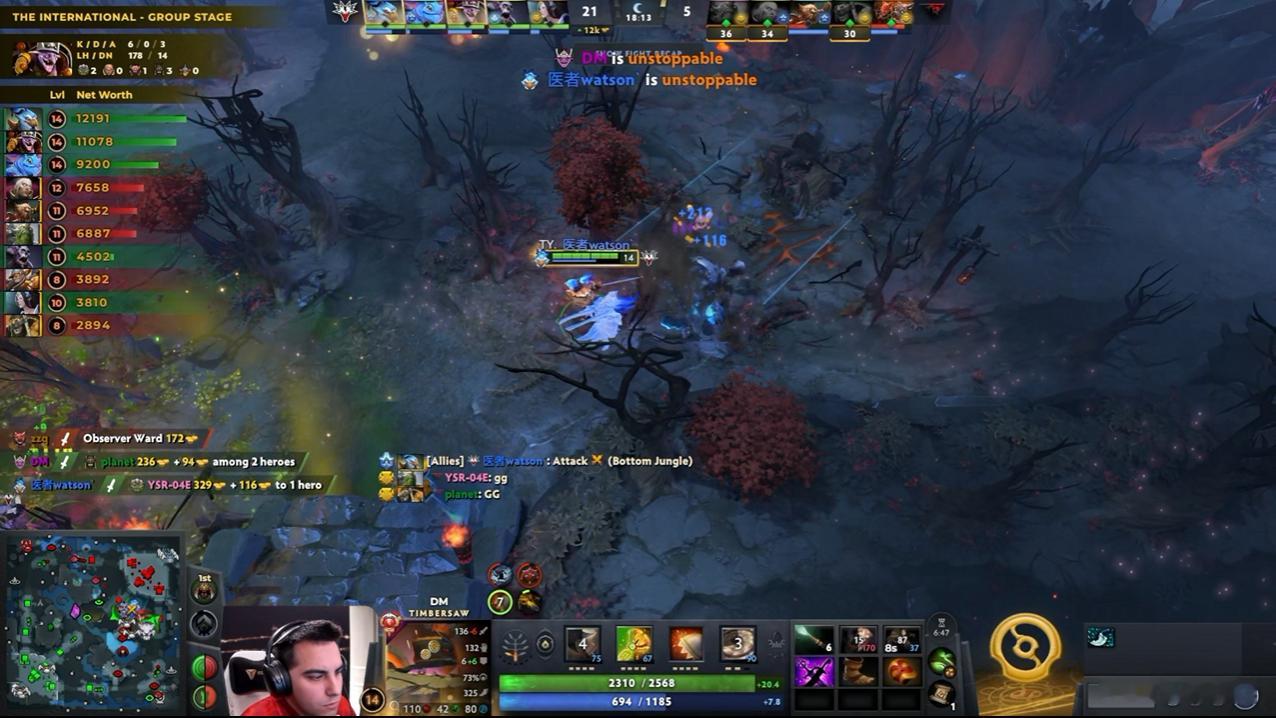 DOTA2TI15 瑞士轮1-2组TR对阵Yandex战队BO3第二局，经过18