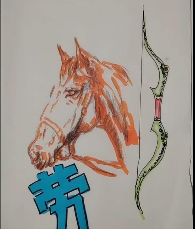 〔看图猜成语〕图中隐藏成语。你能看出来吗？拭目以待。温馨提示：谐音猜个字。