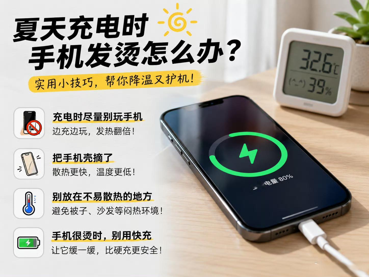 夏天充电时手机发烫怎么办 高温天气手机散热效率变低，再加上大家边充边玩、放被窝充