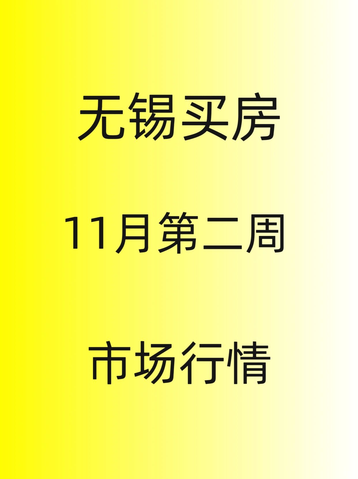 无锡买房，11月第二周，市场行情
