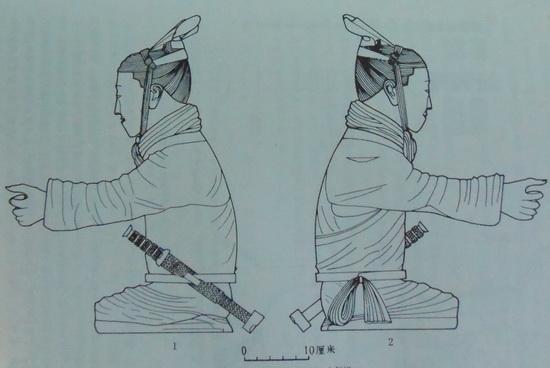 中国古代佩剑方式主要有三种：单耳（环）悬挂法、璏式佩带法和剑带挂肩佩剑法。单耳（