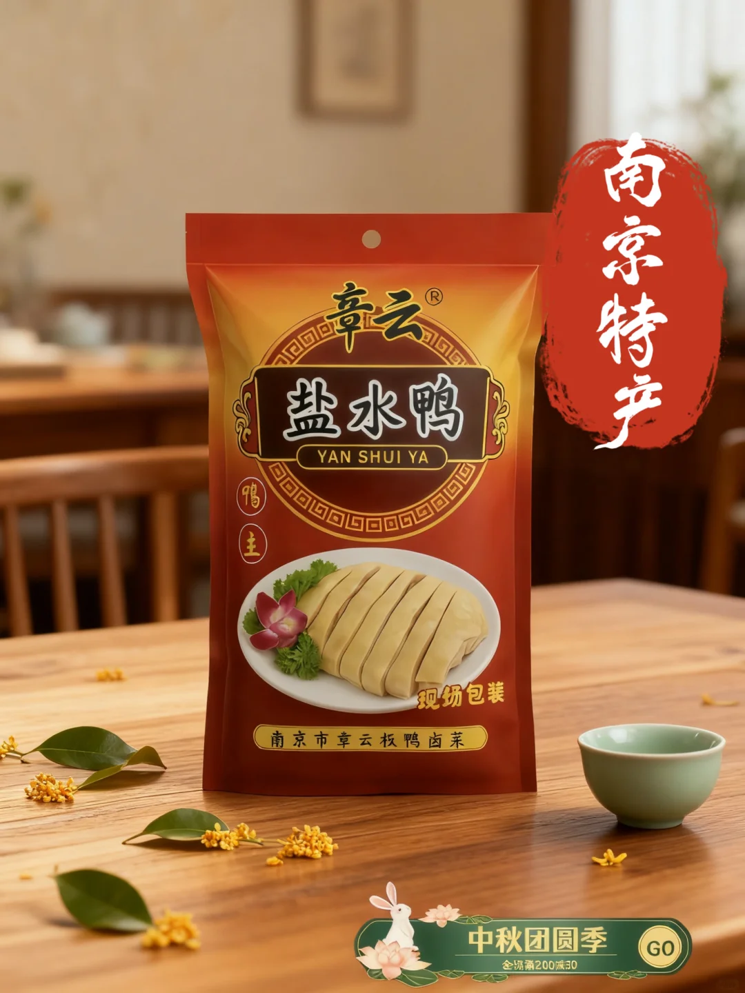 南京特产老字号伴手礼中秋送礼：章云盐水鸭