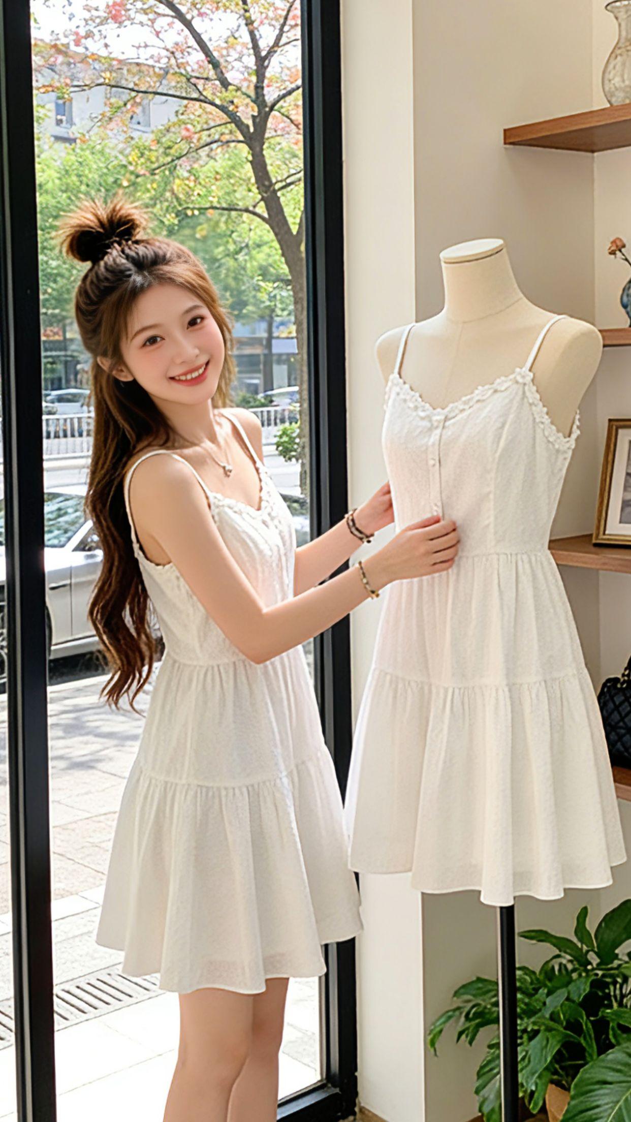 Danny的夏日心动穿搭来啦！这条小白裙就是初恋感本体！软乎乎的肌理感面料，花边