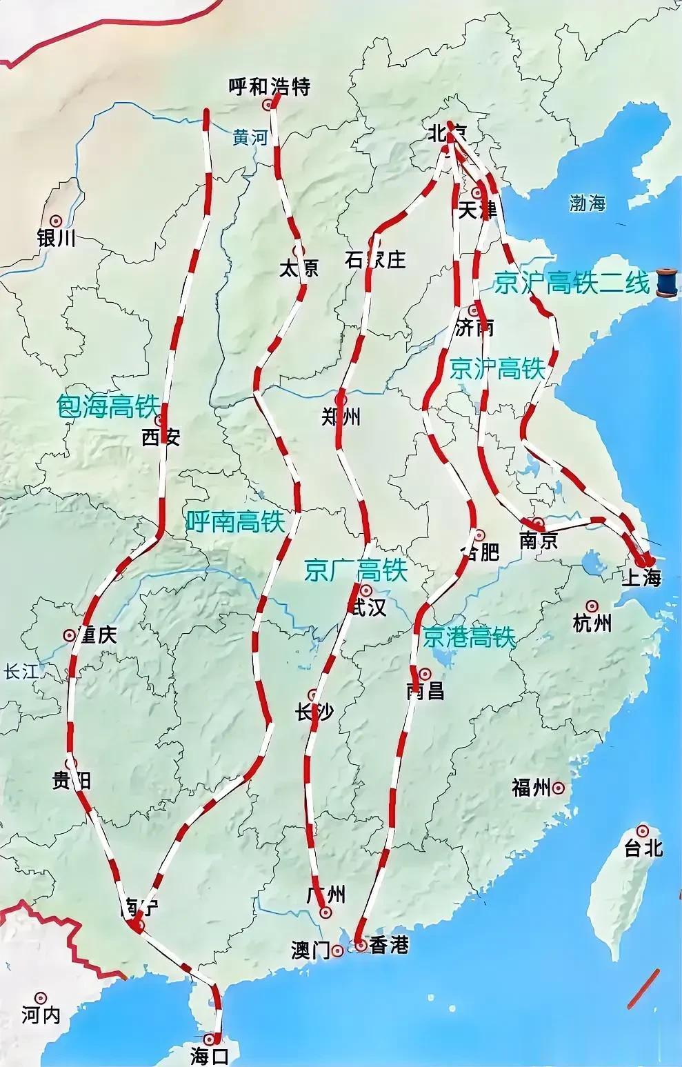 终于找到东北落后的原因了，东北平原居然没有高铁。而且南京到杭州和福州之间居然没有