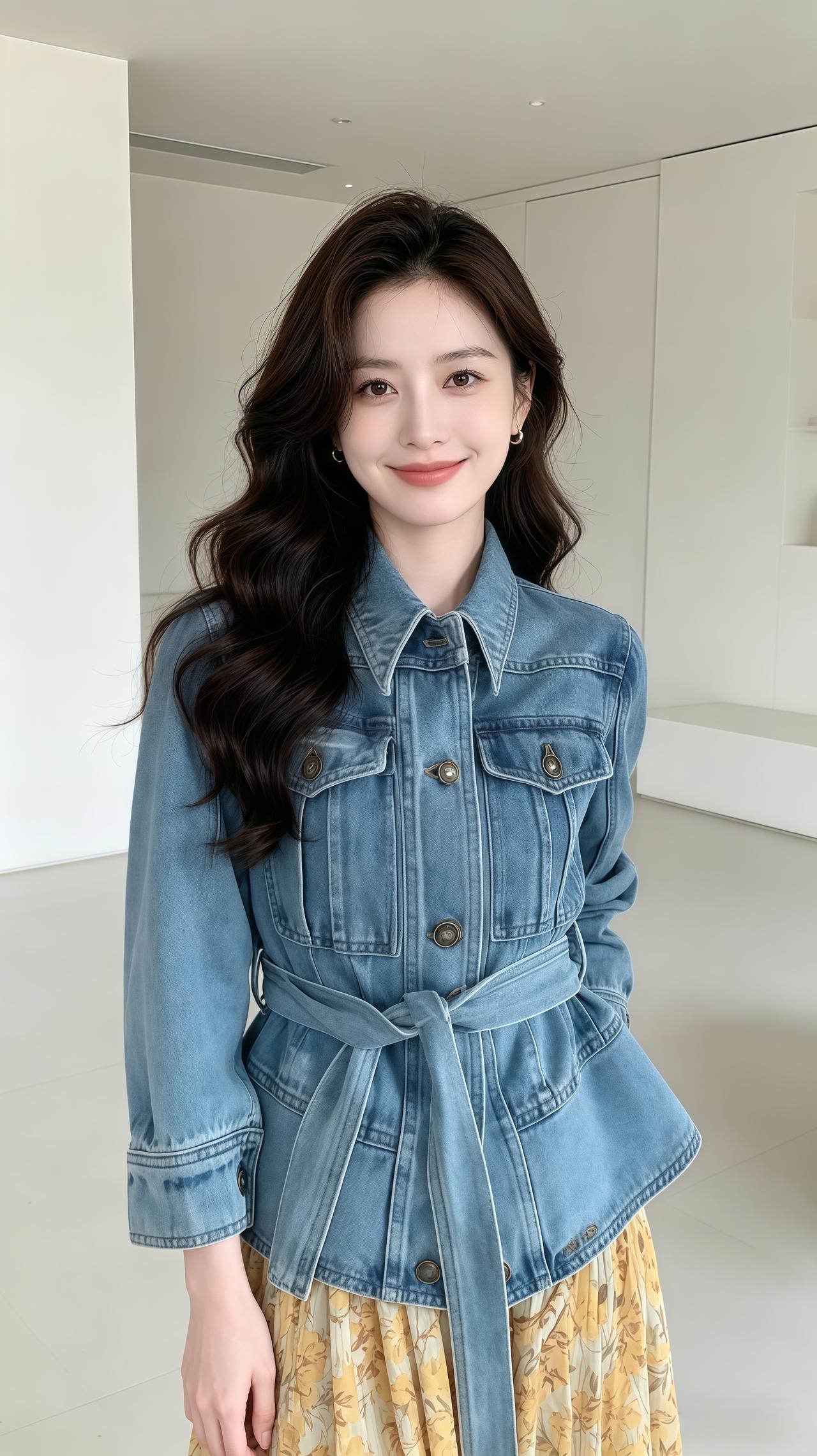 牛仔收腰上衣 牛仔外套温柔穿搭 韩系穿搭气质穿搭穿搭