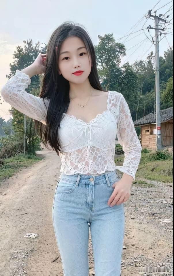 清新穿搭，白色蕾丝上衣+牛仔裤，甜美又时尚！气质小姐姐 甜美女孩 -