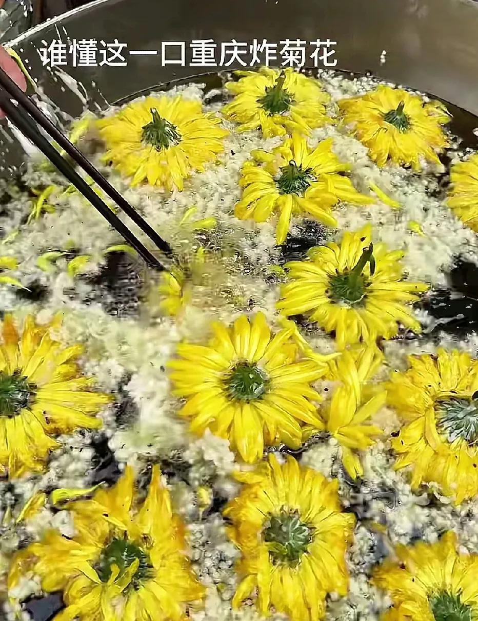 菊花不是泡茶的吗？原来还可以拿来炸着吃～长见识了！是不是很香这一口？