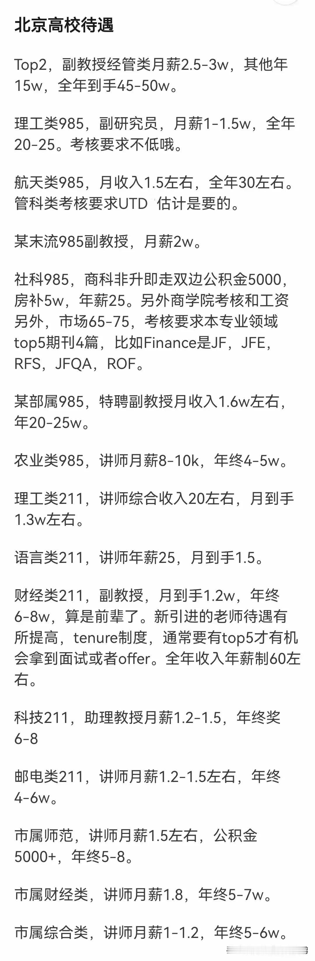 北京985、211高校待遇分享，
帝都高校社科类的薪资还挺高！
不过很好奇的是，
