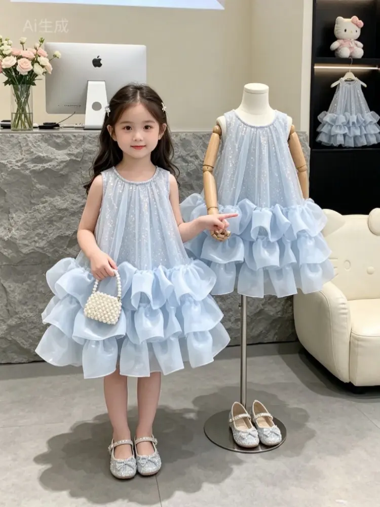 女宝宝夏日穿搭 精致女童连衣裙 心心念念的公主裙 夏日女童连衣裙